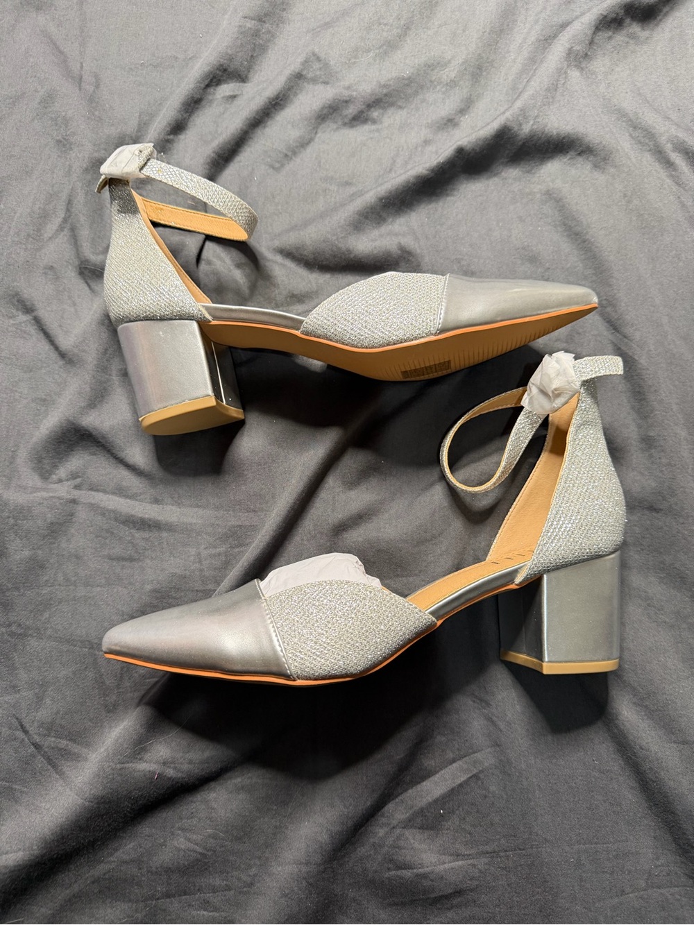 Musse & Cloud Metallic Silver Pointed Ankle-Strap Pumps - Picture 4 of 7